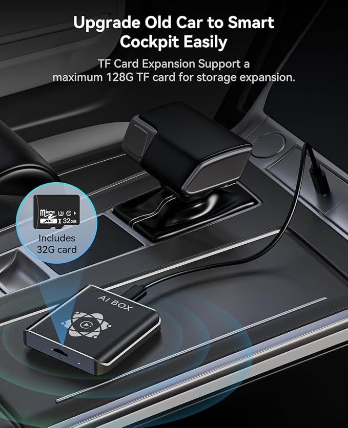 AI Box for Factory Wired CarPlay, Wireless CarPlay & Android Auto Adapter with Netflix, YouTube & TikTok, Full Android Car Video Box with 4G LTE, GPS, Dual Bluetooth and Dual-Band WiFi