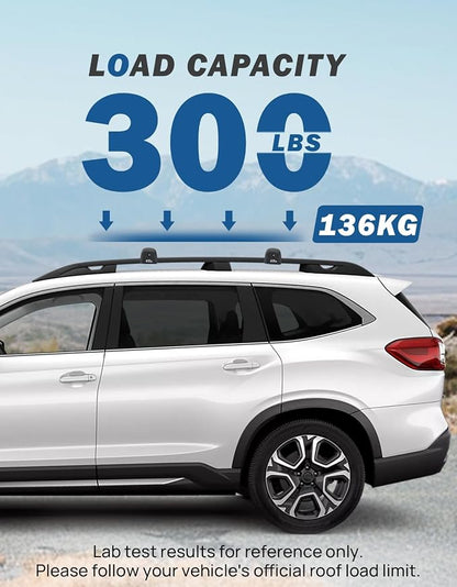 JOYTUTUS Lockable Car Roof Rack Cross Bars Compatible with Subaru Ascent 2019-2025, 300LB Aluminum Crossbars for Roof Racks Suitcases Kayaks Canoes Bikes Skis Snowboard