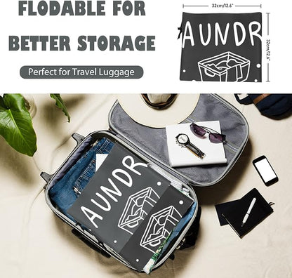 Sylfairy 2 Pack Extra Large Travel Laundry Bag, Dirty Clothes Organizer with Drawstring,Heavy Duty Travel Laundry Bags,Easy Fit a Laundry Hamper Travel Essentials (Black+Grey, 24" x 36")