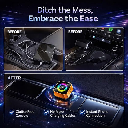 Bluradio 4-in-1 Wireless CarPlay & Android Auto Adapter | USB/USB-C plug and play adapter with Mirror Link and AirPlay for factory wired CarPlay and Android Auto cars