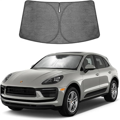 Proadsy Windshield Sun Shade Custom Fit Porsche Macan 2014-2026 Ice Crystal Black Front Window Sunshade UV and Heat Blocker Foldable Visor Keeps Car Cooler for Summer Parking and Daily Use