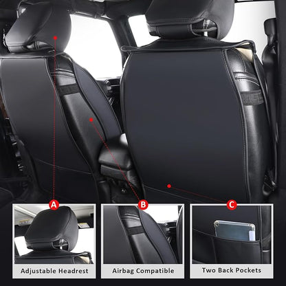MIROZO Tacoma Front Seat Covers,Leather Car Seat Covers Fits for 2005-2015 Toyota Tacoma Crew Cab,Automotive Seat Protector Tacoma Accessories (Black and Red,2PCS Front)