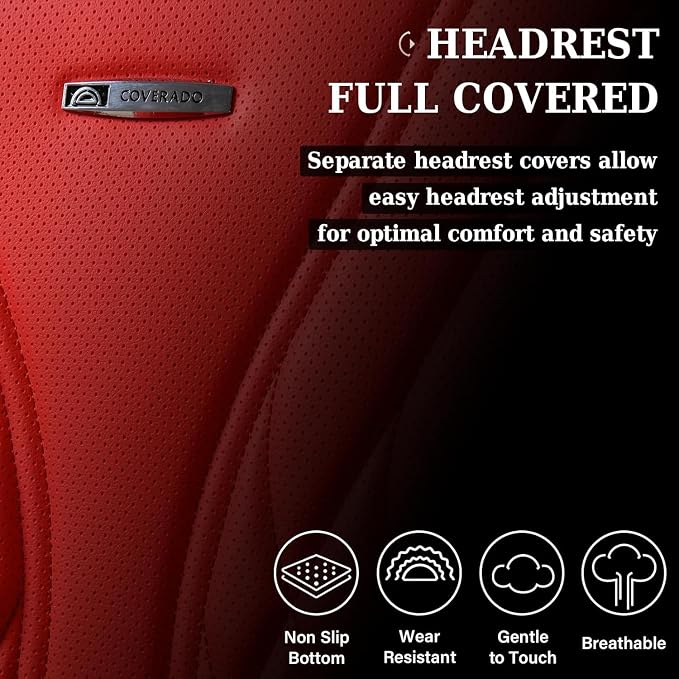 Coverado Car Seat Covers, Car Seat Covers Front Seats, 2-Pack Front Seat Cover, Nappa Leather Waterproof Seat Covers, Car Seat Protectors, Automotive Seat Covers Universal Fit for Most Vehicles