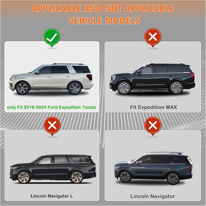 All Weather Car Floor Mats Cargo Liner with Backrest Mat for 2018-2024 Ford Expedition 7 Seater 2 Row (Not Fit for MAX/Limited Model), TPE Rubber Liners Full Set for 2024 Expedition Accessories
