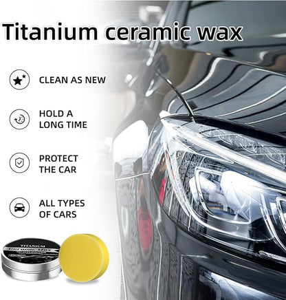 Titanium Ceramic Wax Cream for Cars – Advanced Car Coating & Polishing Wax, Strong Protection & Long-Lasting Shine, Waterless Spray Application, Safe for All Paint, Includes Microfiber Sponge