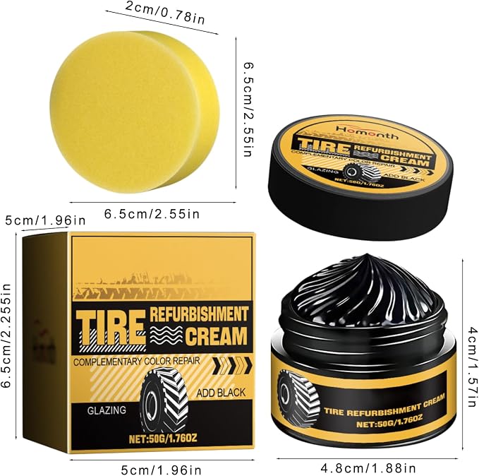 2PCS Car Tire Shine with Sponge, Wheel Shine Tire Polishing Paste, Tire Coating Paste, Long-Lasting Wet Gloss＆Easy Apply for Trucks Sedans RVs