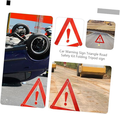 4Pcs Car Warning Tripod Safety Kit Collapsible Reflective Road Triangles for Vehicle Maintenance and Roadside Assistance and Wind Resistant Design