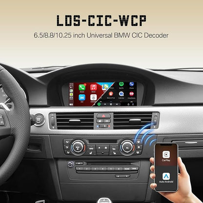 Linux CarPlay Retrofit Kit for BMW CIC System 1s 3s 5s 6s X1 X3 X5 X6 Z4,E60/E61/E81/E90/F07/F10/F11 2008-2012,E84/E71/F25/E70 2009-2013, Decoder Box, Support Android Auto, Mirrorlink, OEM Knobs & SWC