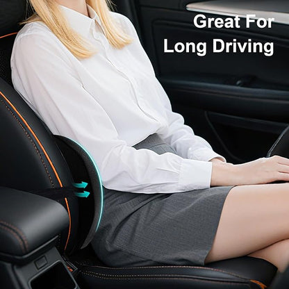 Lumbar Support Pillow, Ergonomic Back Cushion for Office Chair with Adjustable Straps & Detachable Breathable Cover,Memory Foam Car Lumbar Pillow, Back Support Pillow for Car, Office,Bed Rest,A-Black