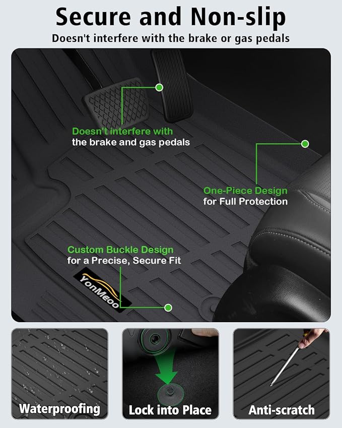 Floor Mats Custom for Jeep Grand Cherokee L 2021-2025 2026 Captain Chair(Only for 6-Seater w/o 2nd Row Armrest) TPE All Weather Cargo Liner with Backrest Mat & Door Sill Guards Accessories, Black