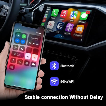 Crelander 2-in-1 Wireless Carplay Adapter with Wired Carplay (USB to C), Metal Design Mini Wireless CarPlay Adapter for iPhone iOS 10+ System (2026 Upgraded