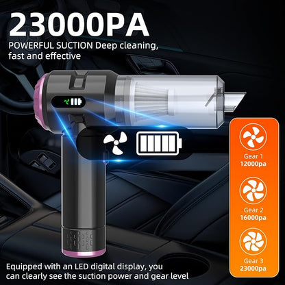 Handheld Vacuum Cleaner Cordless, 23000Pa Powerful Car Mini Vacuum Cleaner, Rechargeable Portable Lightweight dust Catcher for Home Car Carpet Stairs Pet Hair Deep Cleaning（Black-Purple）
