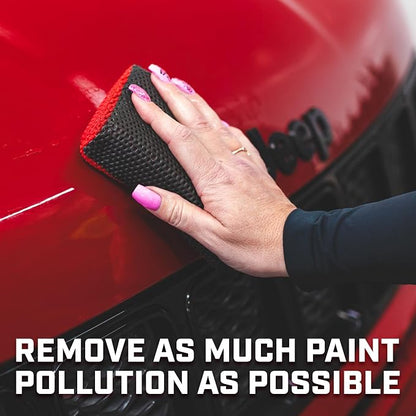 The Rag Company P & S Professional Detail Products - Reset Clay Scrubber - Easily Cleans Painted Surfaces, Debris, and Road Grime Quickly and Efficiently Red/Black - 2-Pack