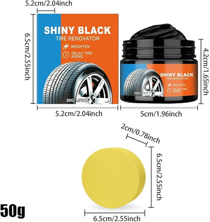 Tire Coating Paste, Long Lasting Coating Effect, 50g, Car Tire Black Restoration Cream, Auto Cleaning Cream, Deep Cleaning Shine, for SUV Truck RV Auto Garage Workshop Use