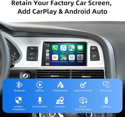 CarPlay Android Auto Adapter Decoder Retrofit Kit Fits Audi 2009-2015 A6 Q7 with MMI 3G System, Supports Wireless CarPlay&Android Auto/Voice Control/Mirror Link/Camera/USB Drive/Navigation etc
