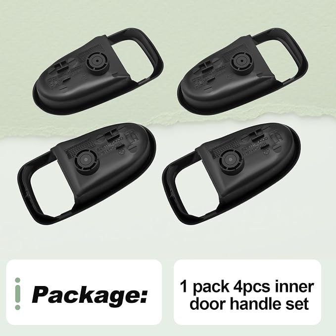 4Pcs Interior Door Handle Set Left Right Front Rear Black Cover Bezel Trim Kit Compatible with 2001-2006 Hyundai Elantra Replace 82621-2D000 82611-2D000 826112D000 826212D000