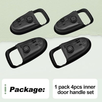 4Pcs Interior Door Handle Set Left Right Front Rear Black Cover Bezel Trim Kit Compatible with 2001-2006 Hyundai Elantra Replace 82621-2D000 82611-2D000 826112D000 826212D000