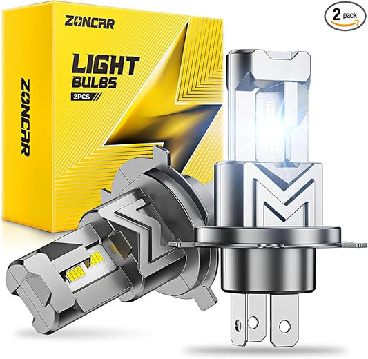 H4 Fog Light Bulbs, 60,000LM 6500K Cool White, Real 1:1 Size HB2 Fog Light Bulbs, IP68-proof 60,000h Long Life, 100% Compatible Anti Hyper Flashing, Box in 2