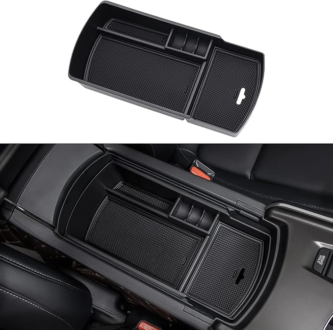 PIMCAR Center Console Organizer for Honda Accord 2018 2019 2020 2021 2022 ABS Plastic Material Armrest Box Insert Tray Pallet Accessories (NOT Fit for Manual Transmission Models) —Black