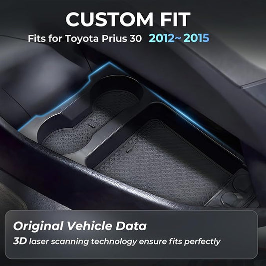 Center Console Organizer Lower Tray for Toyota Prius 30 2015 2014 2013 2012 (Not Fit Prius V), Durable ABS Plastic Under Center Console Storage Box Interior Accessories for 2012-2015 Prius