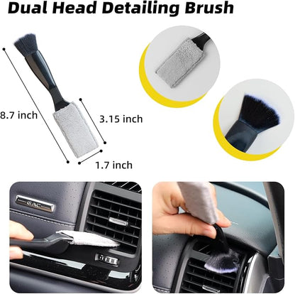 Professional Car Interior Detailing Kit - Scratch-Free Brushes, Vent Cleaner & Gel for Deep Clean | 10-Piece Set to Clean Leather Dashboard AC Vents (SUV Truck Car)