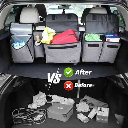 Deluxe Trunk and Backseat Organizer for Medium or Large Size SUVs & RVs, Detachable Storage Modules with Built-in Cooler, Patent Pending