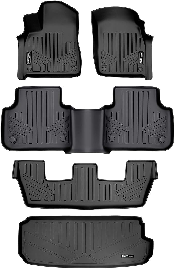 MAXLINER Custom Fit Floor Mats 3 Rows and Cargo Liner Behind 3rd Row Set Compatible with 2017-2025 Audi Q7 / SQ7