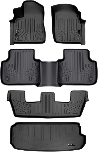 MAXLINER Custom Fit Floor Mats 3 Rows and Cargo Liner Behind 3rd Row Set Compatible with 2017-2025 Audi Q7 / SQ7