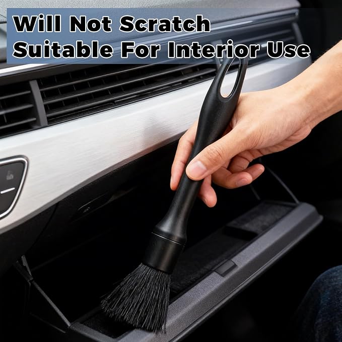8PCS Car Detailing Brush Set,Ultra Soft Boars Hair Auto Detailing Brushes for Car Interior Exterior Cleaning,Professional Car Detail Kit with Storage Bag for Dashboard,Air Vents,Wheels