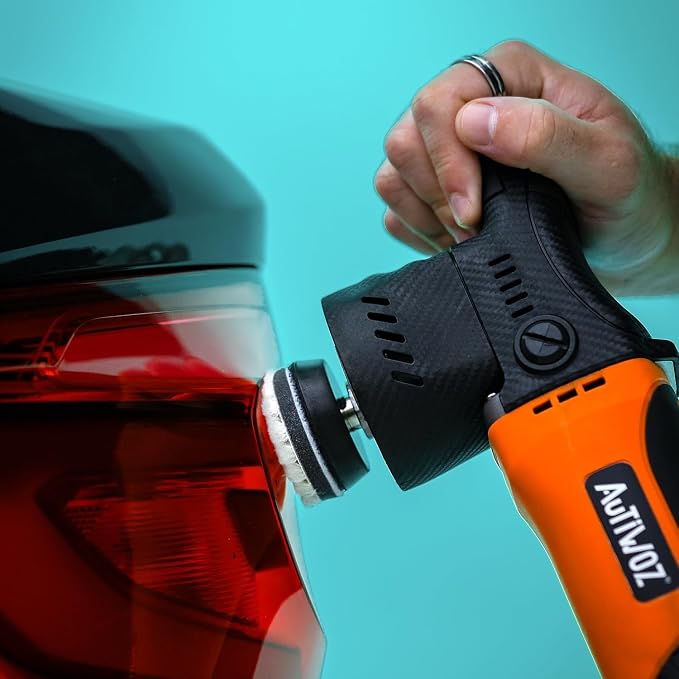 AUTIWOZ Mini Polisher, 2/3Inch Small Buffer Polisher, 630W with 12mm Random Orbital, Dual Action Car Polishers and Buffers for Car Detailing, Headlight Polishing, 2500-7000RPM with Soft Start, W02