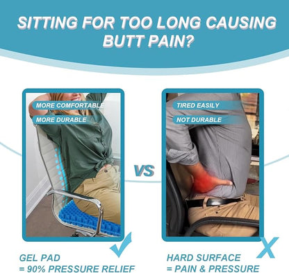 Gel Seat Cushion (20"x20"x2") for The Car or Office Chair, Super Large Gel Cushions for Elderly's Wheelchair, Temperature Neutral Grid Chair Pads for Long Sitting, Tailbone and Coccyx Pain Relief