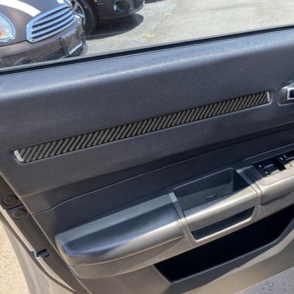 Real Quality Soft Carbon Fiber Compatible with Dodge Charger 2008 2009 2010 Decor Car Inner Door Panel Trim Strip Decal Interior Accessories Sticker Cover 4pcs Black