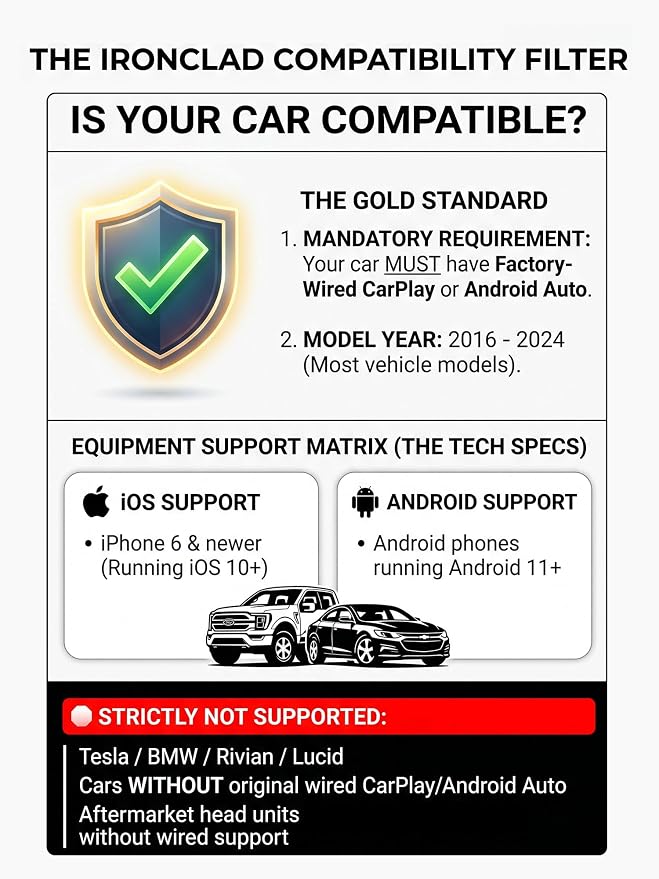 UFOsekf 2 in 1 Wireless CarPlay and Android Auto Adapter, Fast 5.8GHz Stable Dongle for Family Share, Reduce Phone Unplugging on Commute, Premium Aluminum Dark Blue Case