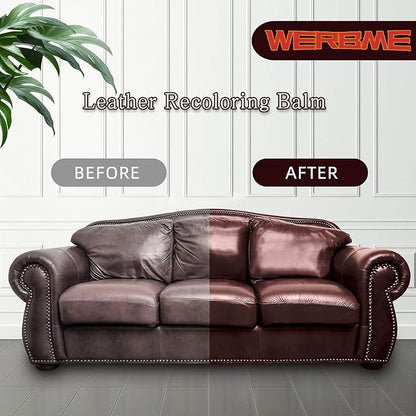 Leather Recoloring Balm - Leather & Vinyl Repair Balm for Furniture, Couches,Car Seats, Auto Interior & Accessories, Restores Faded, Worn, Scratched and Cracked Leather Surfaces (Tan)