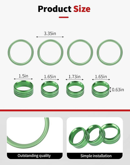 JWWY JL AC Air Vent Trim Rings & Dashboard Headlight Switch Decor Switch Knob Cover Kit Fit for 2018-2023 Jeep Wrangler JL JLU Interior Accessories, Aluminum Alloy 8PCS Green
