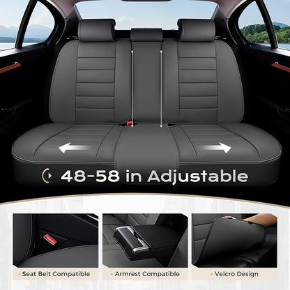 Coverado Car Seat Covers Full Set, Seat Covers for Cars, Front Seat Covers and Back Seat Cover Waterproof Leather Automotive Seat Cover, Universal Car Interior Protectors Cushion for Most Cars