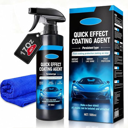 Quick Effect Coating Agent for Car - 500ML Hydrophobic Ceramic Coating Spray for Car with UV Protection, Water Beading Paint Protection, Deep Gloss Shine, Long Lasting Polish Spray Wax