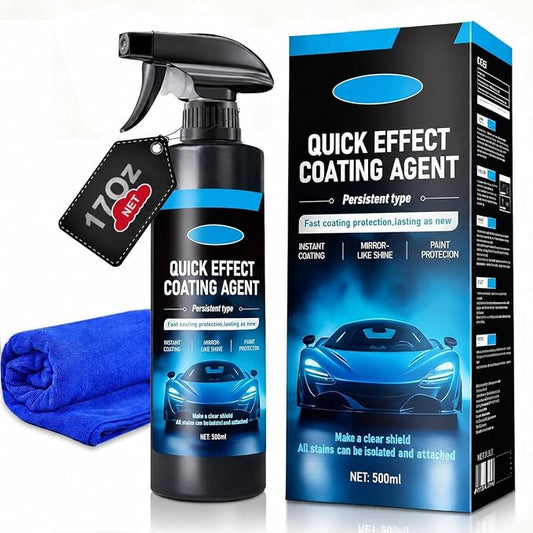 Quick Effect Coating Agent for Car - 500ML Hydrophobic Ceramic Coating Spray for Car with UV Protection, Water Beading Paint Protection, Deep Gloss Shine, Long Lasting Polish Spray Wax