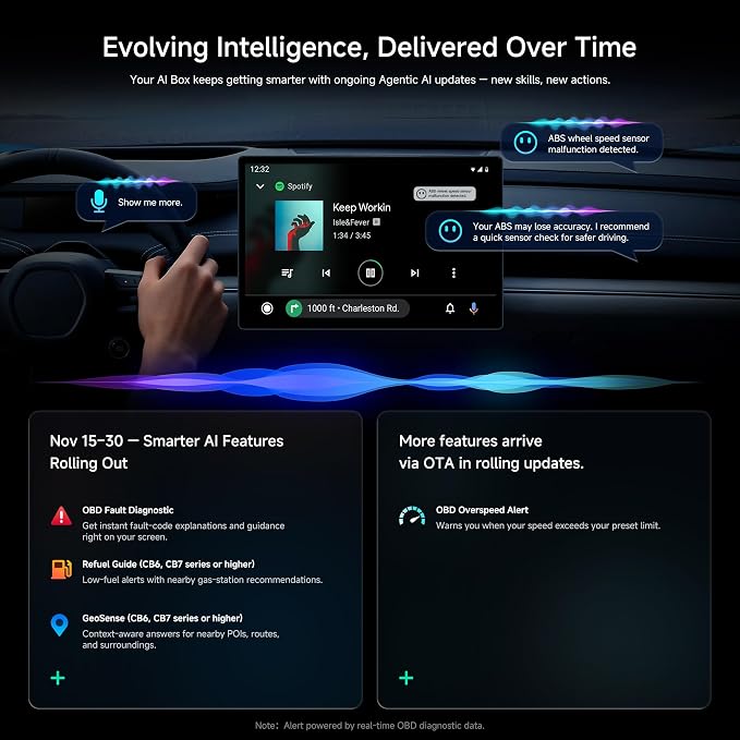 ATOTOZONE AD5 Wireless CarPlay Adapter & Android Auto Wireless Adapter, 2025 Upgrade Plug & Play AI Box CarPlay, Smart Box Compatible with YouTube, Dual Wi-Fi, ChatGPT