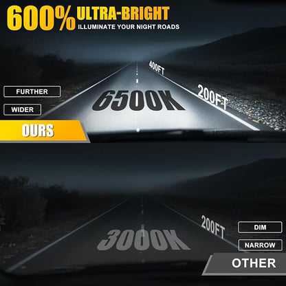 Fit For Chevy Tahoe 2007-2015 Dual Application Beam Bulbs Combo, 40000LM 300% Brightness 6500K White Enhanced Visibility with Cooling Fan Fog Light Bulbs Kit, Direct Installation, Pack of 6