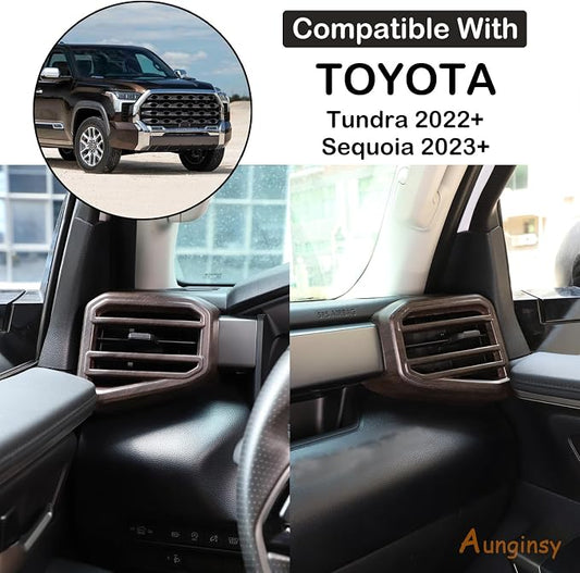 Aunginsy Car Center Console Side Air Conditioning Outlet Trim Cover Compatible with Toyota Tundra/Sequoia 2022-2025 2026, ABS Dashboard Side A/C Wind Vent Panel Decorative Frame Protector Accessories