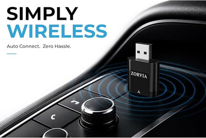 ZORVIA Wireless CarPlay Adapter for iPhone & Android Auto 2026 Upgraded - Convert Wired CarPlay to Wireless, Fast Auto Reconnect, Plug and Play, USB-C & USB-A (Black)