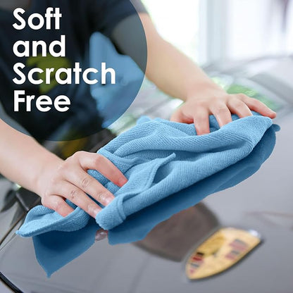 Avalon Towels Microfiber Cleaning Cloths (Value Pack of 48) - Size 16 x 16 Inches, Highly Absorbent Cleaning Rags, Lint Free, Reusable and Washable, Microfiber Towels for Cars