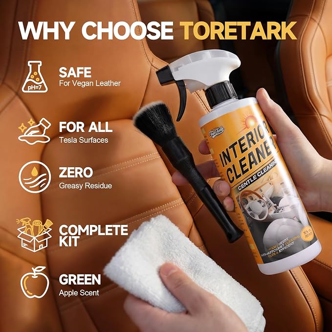 toretark Interior Car Cleaner Kit for Tesla, pH-Neutral Safe for All Surface, 2-in-1 Modes Car Upholstery Cleaner for BMW Accessories, Cleaning Kit Interior for Mercedes Benz Car Accessories