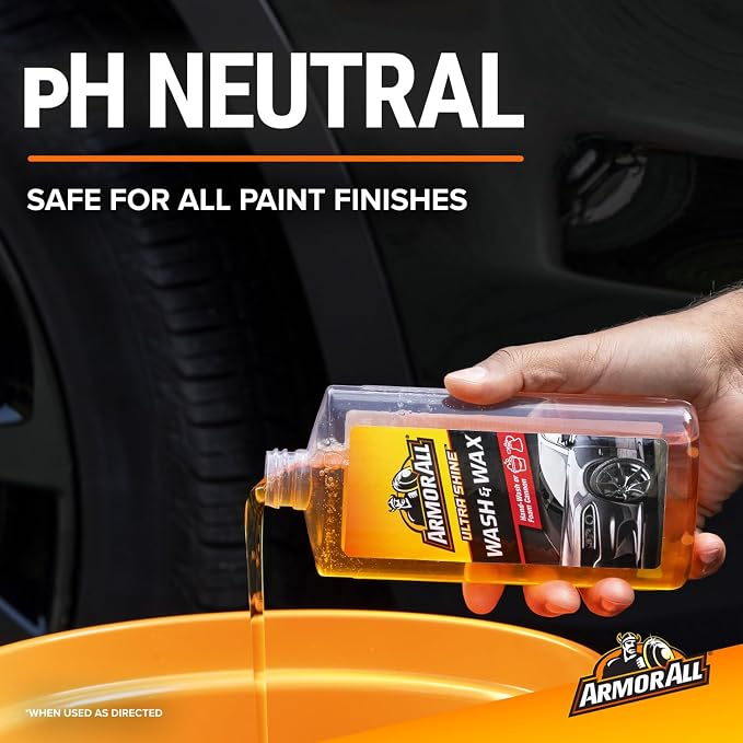 Armor All Ultra Shine Car Wash and Wax, Car Wax and Cleaner for Cars, Trucks and Motorcycles, 16 Fl Oz