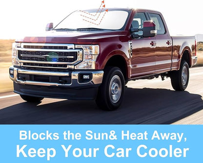 TINGLU Sun Shade for Ford Super Duty F250 F350 F450 F550 2017-2022 Accessories Windshield Sun Shade Window Shade UV Rays Protection Sun Visor Cover with Steering Wheel Sunshade Storage Bag