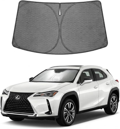 Proadsy Windshield Sun Shade Custom Fit Lexus UX 2019-2026 Ice Crystal Black Front Window Sunshade UV and Heat Blocker Foldable Visor Keeps Car Cooler for Summer Parking and Daily Use
