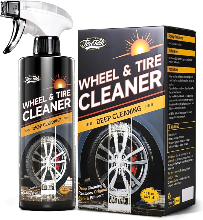 toretark Wheel Cleaner & Tire Cleaner & Rim Cleaner, Professional 3 in 1 Car Wash Iron Remover Cleaning Spray for Car Detailing Supplies 16 Fl Oz