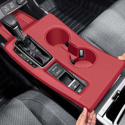 Temmis Center Console Silicone Organizer Wrap for Honda Civic 2022-2025, Full-Wrap Center Consel Electrostatic adsorption Cover for Honda Civic-Red