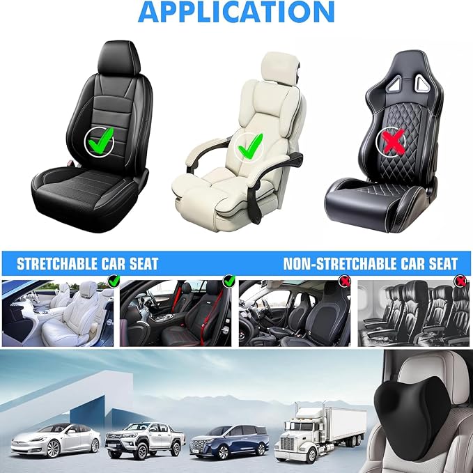 Car Neck Pillow for Driving, car headrest Pillow Head and Neck Rest Pillow for car headrest, Neck Support for car Driving or Traveling or Sleeping of Accessories with Memory Foam